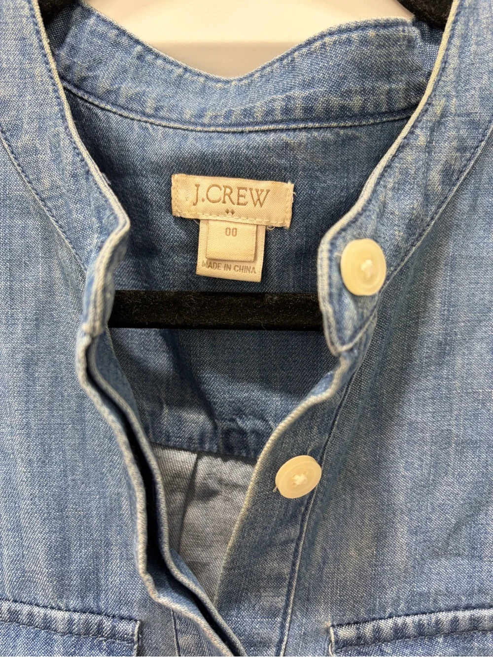 J. Crew Casual Summer Chambray Short Sleeve Button-Trim  Denim Shift Dress